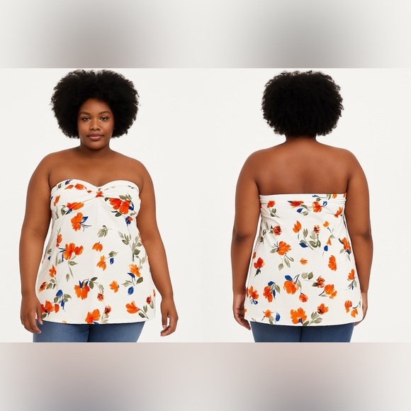 Torrid Size 4 White Floral Twist Front Tube
Top NWT - Picture 1 of 5
